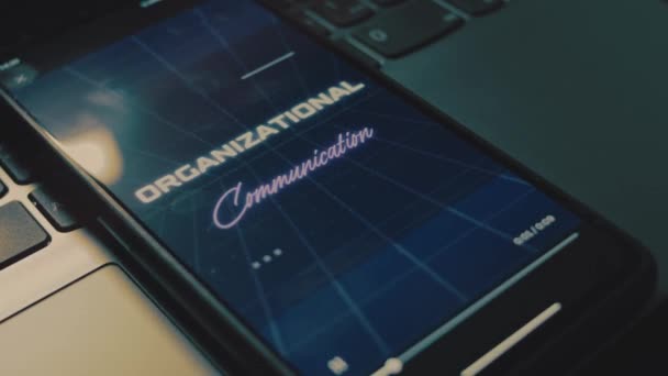 携帯電話の画面上の組織的なコミュニケーションの碑文 コミュニケーションとビジネスコンセプト アナログ効果 — ストック動画