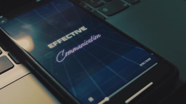 Ефективний Комунікаційний Напис Екрані Мобільного Телефону Концепція Комунікації Бізнесу Аналоговий — стокове відео