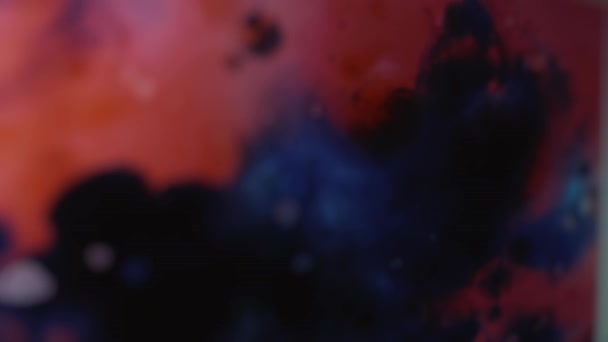 Cosmico Astratto Sfondo Rosso Blu Imitando Polvere Colorata Spruzzi Vernice — Video Stock