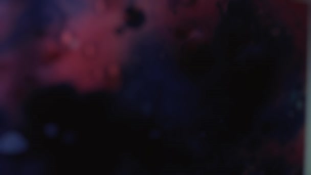 Абстрактный Размытый Фон Имитирующий Звездную Пыль Брызги Красной Синей Красок — стоковое видео