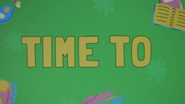 Okul malzemeleri ile renk arkaplanı değiştirme üzerine öğretmen eğitim zamanı. Eğitim konsepti. Bulanık.