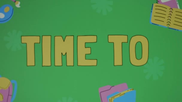 Time Learning Resources Inscription Background Changes Color Materials Used Teachers — Stock Video