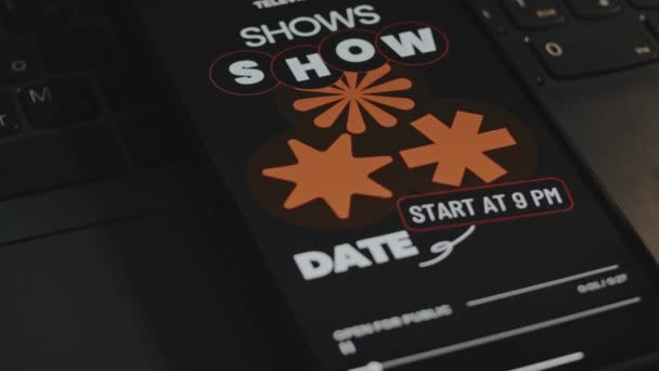 Evento Show Data Dedicada Programas Televisão Apresentação Gráfica Tela Smartphone — Vídeo de Stock