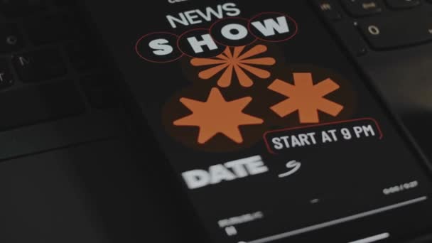 Event Show Date Dedicated Celebrity News Graphic Presentation Smartphone Screen — Stock Video
