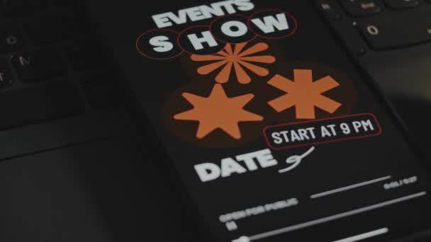 이벤트 이벤트 날짜는 이벤트에 스마트폰 화면의 그래픽 프레젠테이션 플래핑 손가락 — 비디오