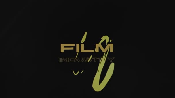 Film Industry Inscription Golden Color Black Background Luxurious Atmosphere Graphic — Stock Video