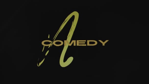 Comedy Specials Goldene Farbbeschriftung Auf Schwarzem Hintergrund Grafische Präsentation Mit — Stockvideo