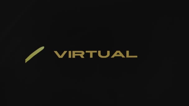 Wirtualne Wydarzenia Złoty Kolor Napis Czarnym Tle Graficzna Prezentacja Dynamicznie — Wideo stockowe
