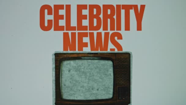 Celebrity News Inscription Grey Background Graphic Presentation Image Vintage Vhs — Stock Video