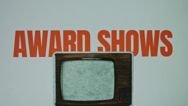Ödül Gri Arkaplanda Eski Bir Televizyonun Görüntüsü Üzerindeki Vhs Efektini — Stok video