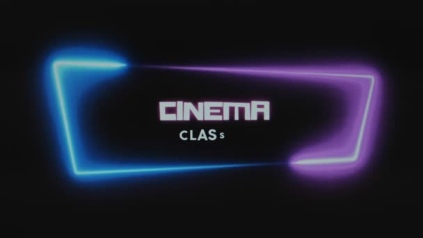 Cinema Classics Inscription Graphic Presentation Lighting Neon Frame Pink Blue — Stock Video