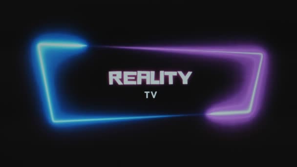 Reality Napis Czarnym Tle Prezentacja Graficzna Oświetleniem Neonowej Ramki Kolorze — Wideo stockowe