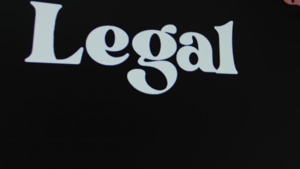 Надпись Юридическая Защита Чёрном Фоне Графическая Презентация Правовая Концепция — стоковое видео