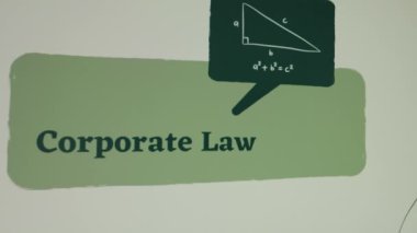 Yeşil arka planda kurumsal hukuk yazıları. Resimli, düşünceli bir erkek figürünün grafiksel sunumu. Hukuki kavram.