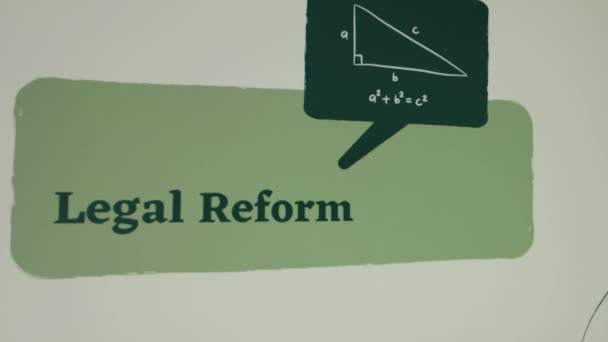 Yeşil Arka Planda Yasal Reform Yazıları Kaftanlı Resimli Düşünen Bir — Stok video