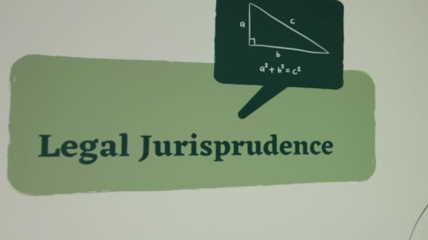 Yeşil Arka Planda Hukuki Yargı Sağduyulu Yazılar Resimli Düşünceli Bir — Stok video