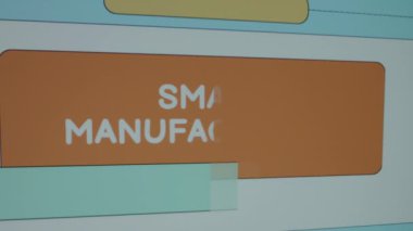 Soyut arkaplanda Akıllı İmalat yazıları. Grafik sunumu. Üretim kavramı.