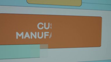 Boş arkaplana bölünmüş sayfadaki Özel İmalat Yazıtı. Grafik sunumu. Üretim kavramı.