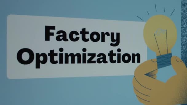 Tovární Optimalizace Nápis Rámečku Modrém Pozadí Grafická Prezentace Kreslenou Rukou — Stock video