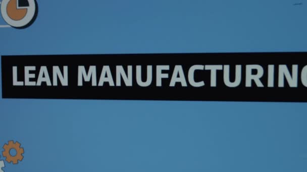 Lean Manufacturing Inschrift Schwarzem Rahmen Grafische Präsentation Mit Bebilderten Zahnrädern — Stockvideo