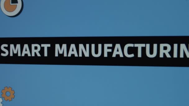 Smart Manufacturing Felirat Fekete Keretben Grafikus Bemutató Animációs Fogaskerekekkel Villanykörtével — Stock videók