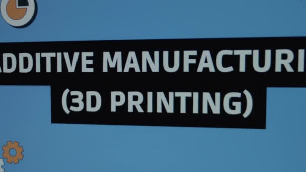 Additive Manufacturing Printing Inscription Black Frame Graphic Presentation Animations Manufacturing — Stock Video