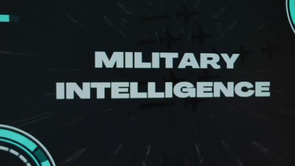 Militaire Inlichtingendienst Inscriptie Zwarte Achtergrond Met Sterren Die Met Hoge — Stockvideo