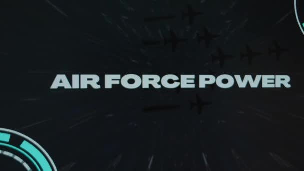 Légierő Power Felirat Fekete Háttér Csillagok Eltűnnek Nagy Sebességgel Grafikus — Stock videók