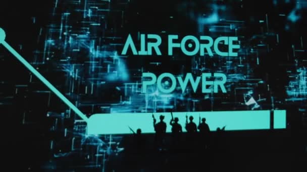 홀로그램 배경에 군인의 실루엣 그래픽 — 비디오