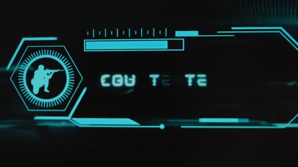 Counterterrorism Inscription Black Background Graphic Presentation Neon Sensors Scale Silhouette — Stock Video