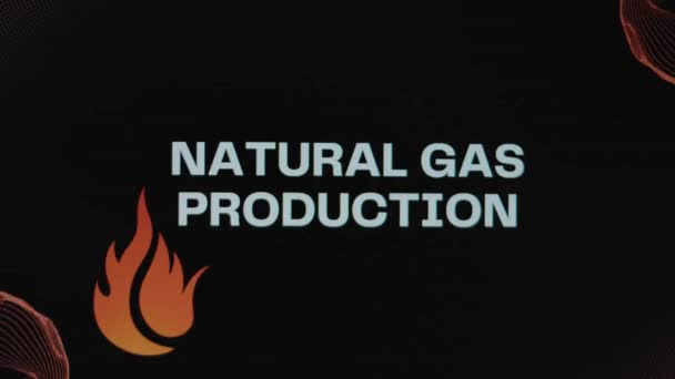 Natural Gas Production Inscription Black Background Graphic Presentation Symbol Fire — Stock Video