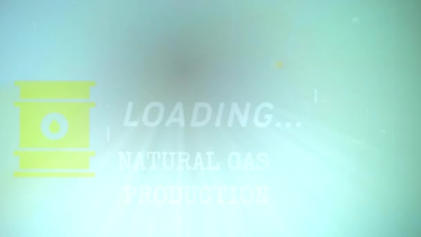 Producción Gas Natural Cargando Inscripción Sobre Fondo Negro Con Efecto — Vídeos de Stock