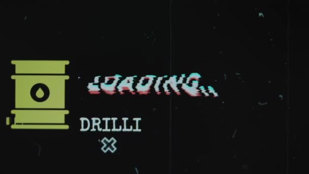 Drilling Technologies Beschriftung Auf Schwarzem Hintergrund Mit Altem Folieneffekt Grafische — Stockvideo
