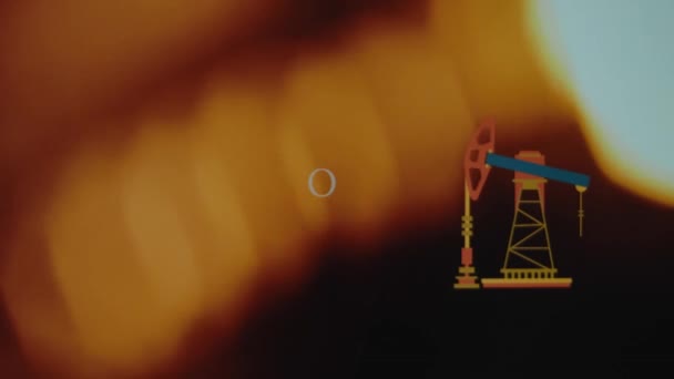 Надпись Разведка Нефти Абстрактном Фоне Огня Графическое Представление Символа Нефтяной — стоковое видео