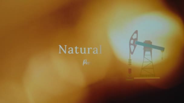 抽象的な火炎の背景に関する天然ガス生産の碑文 オイルプラットフォームシンボルのグラフィックプレゼンテーション ガスコンセプト — ストック動画