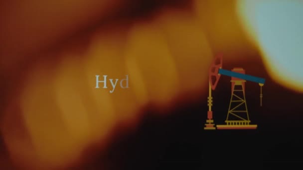 Hydrocarbon Βιομηχανική Επιγραφή Αφηρημένη Φωτιά Φλόγες Φόντο Γραφική Παρουσίαση Του — Αρχείο Βίντεο