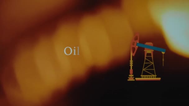 Ropa Plyn Trhy Nápis Abstraktní Oheň Plameny Pozadí Grafická Prezentace — Stock video