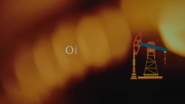 Ölfeld Sicherheitsinschrift Auf Abstraktem Flammenhintergrund Grafische Darstellung Des Symbols Der — Stockvideo