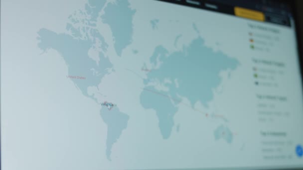 Dreiging Van Cyber Attack World Map Live Usa Aangevallen Door — Stockvideo