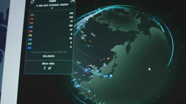 Cyber Attacco Globale Tutto Mondo Con Pianeta Terra Visto Dallo — Video Stock