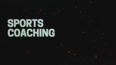 Sparta sembollü siyah arkaplan üzerine spor koçluğu yazıları. Spor konsepti.