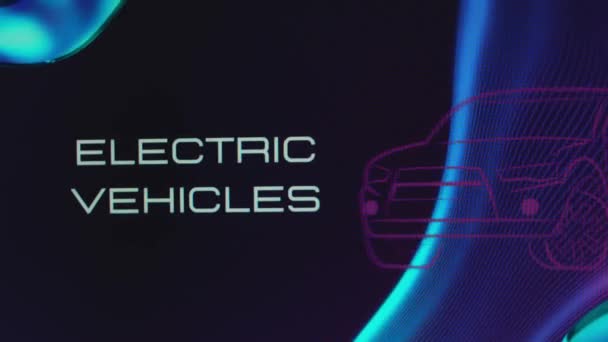 电动汽车在抽象的背景上刻有汽车符号 图形演示 运输概念 — 图库视频影像
