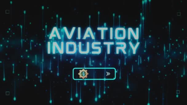 Luchtvaartindustrie Inscriptie Abstracte Achtergrond Met Tandwielsymbool Grafische Presentatie Transportconcept — Stockvideo