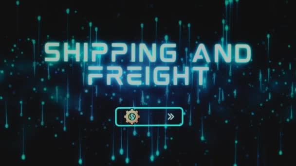 Schiffs Und Frachtbeschriftung Auf Abstraktem Hintergrund Mit Getriebesymbol Grafische Darstellung — Stockvideo