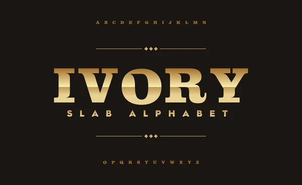 Golden Classic Old School Bold Alphabet Bonita Tipografía Mayúsculas Serif — Vector de stock