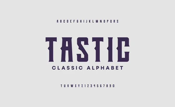 Fuentes Vintage Alphabet Slab Serif Tipografía Retro Para Rock Música — Vector de stock