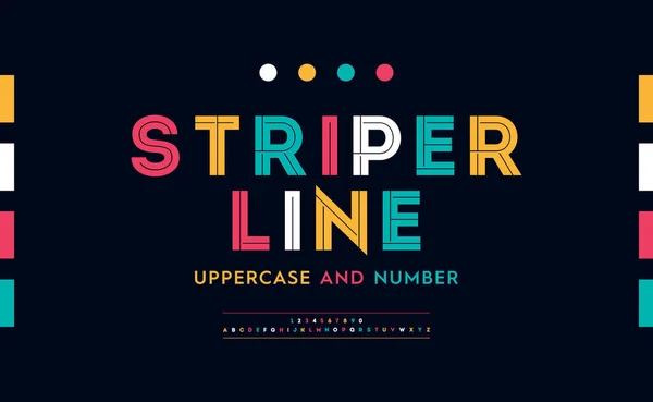Modern Font Typeface Typography Art Stripe Line Alphabet Lettering Uppercase — Stock Vector