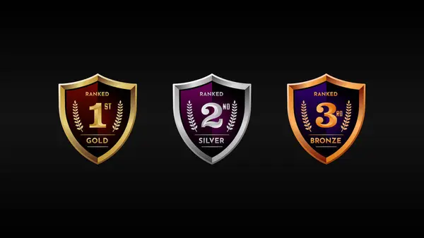 Shining Achievement Honoring Best Gold Silver Bronze Award Emblems Ilustração — Vetor de Stock