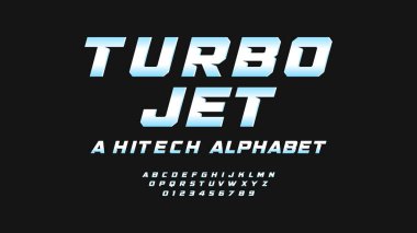 Typography teknolojisi elektronik fütüristik yaratıcı yazı tipi. Soyut dijital alfabe yazı tipleri. Vektör illüstrasyon tasarımları.