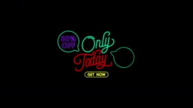 Sadece bugün, en iyi fiyat% 50 indirimli. Satış promosyon programı için video animasyon değeri. Neon ışık stili hareketli grafik tasarım. 4K Çözünürlüğü